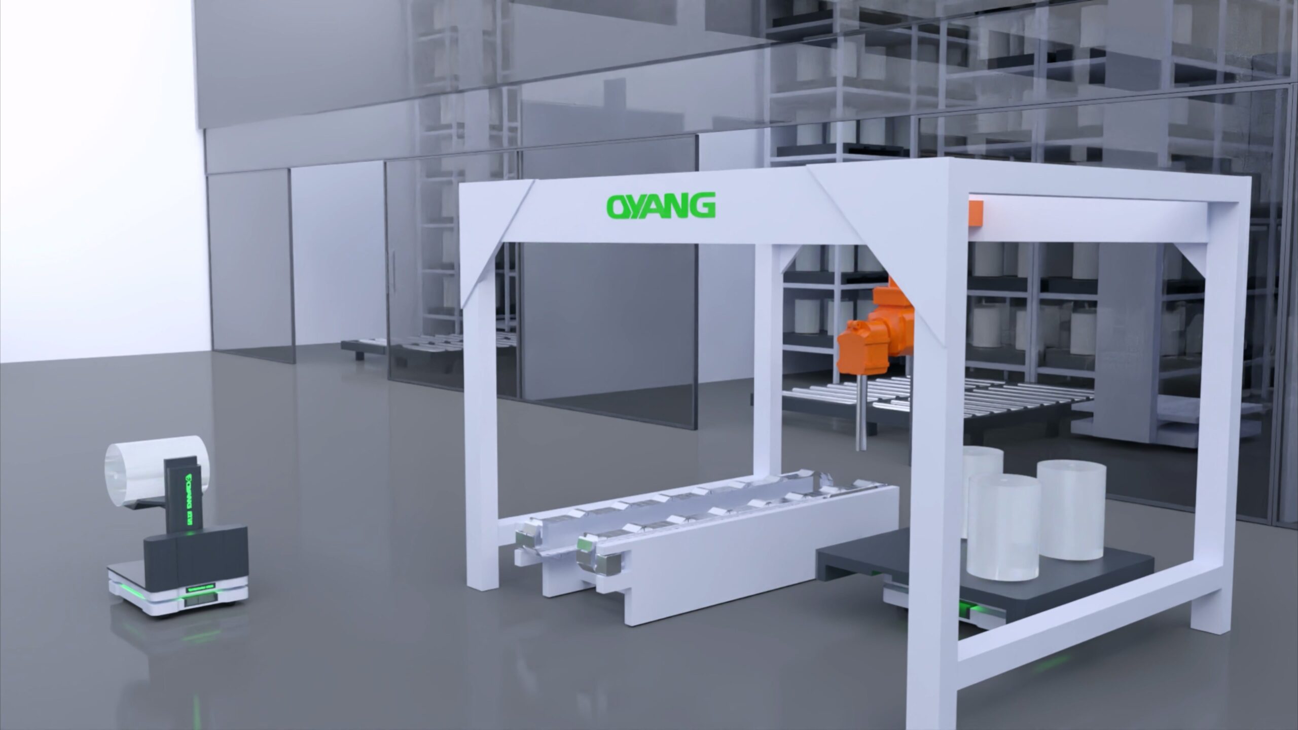 OYANG Intelligent Logistics System and AGV roll feeding