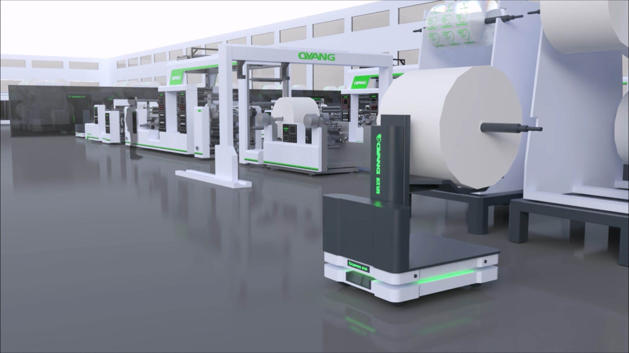 OYANG nonwoven smart factory AGV transport system